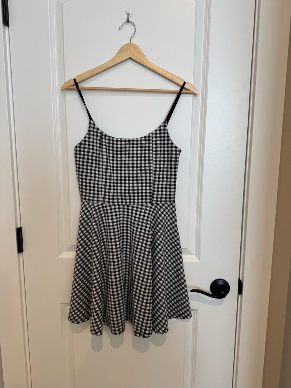 Forever 21 Black and White Gingham Spaghetti-Strap Skater Dress